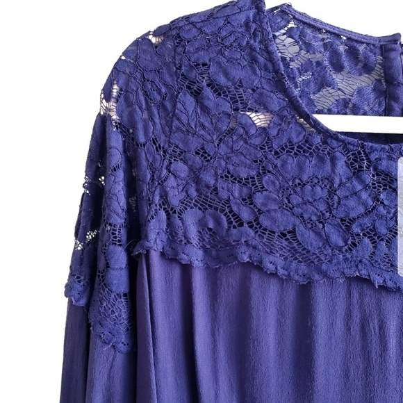 H&M MAMA Top M Medium Maternity Blue Lace Blouse - Picture 2 of 7